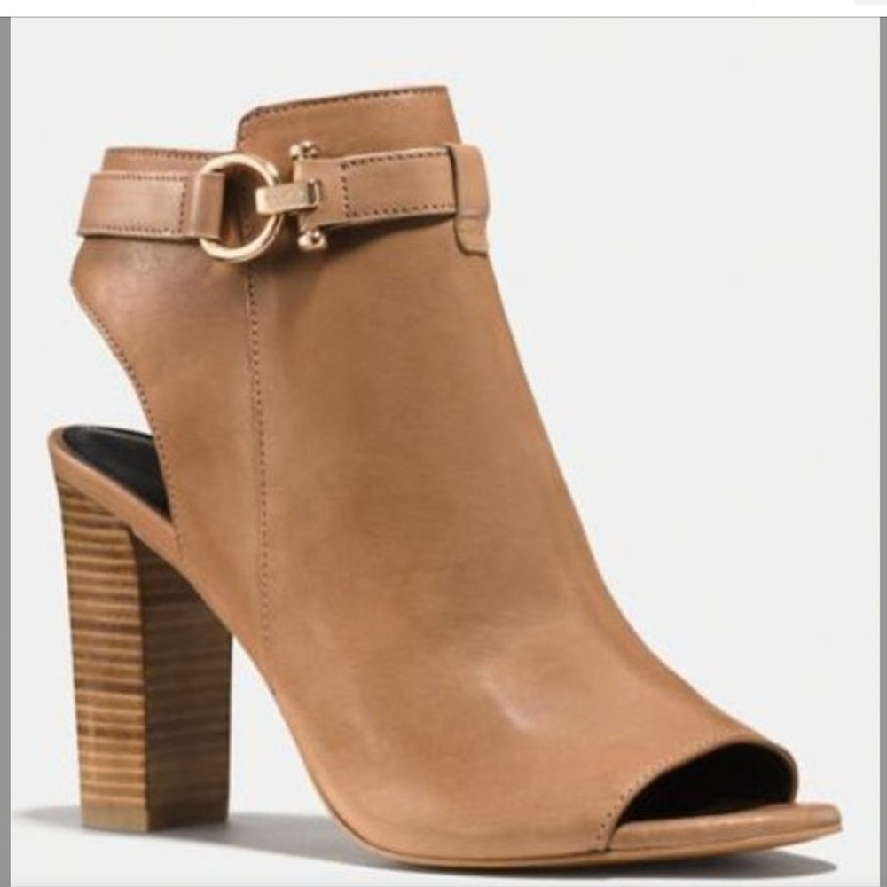 Coach Lafayette Peep Toe Zip Heeled Bootie zip heels women's size 9.5